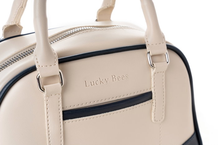 Lucky Bees Bolso de Mano Crema y Azul Oscuro